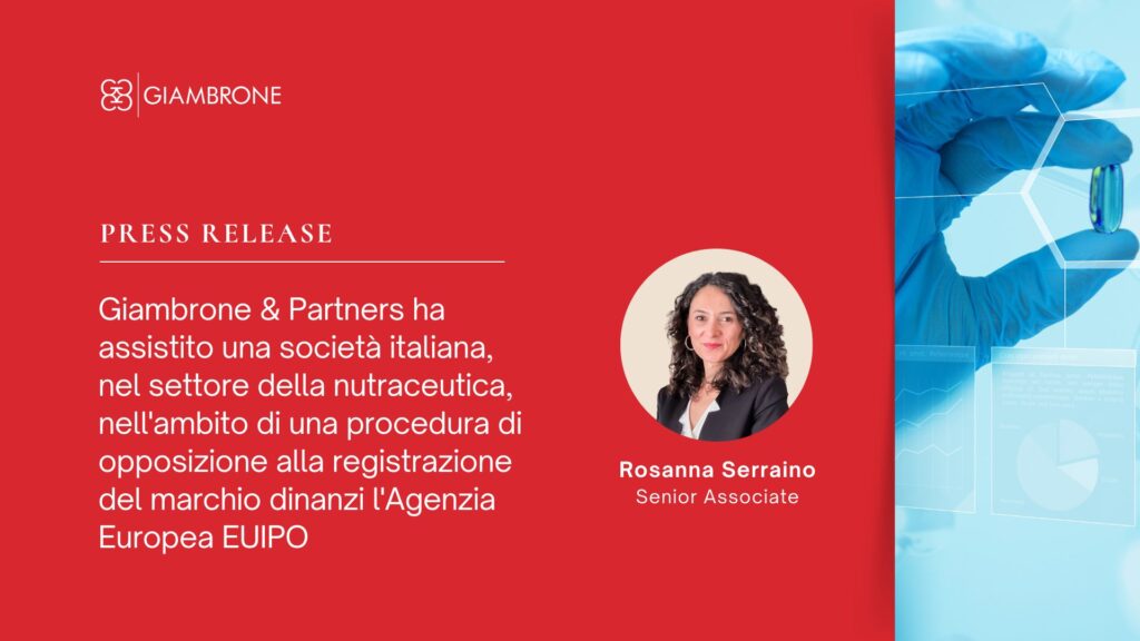 Giambrone & Partners assiste con successo una società dinanzi l'EUIPO per la registrazione del marchio 13 PRESS RELEASE ROSANNA